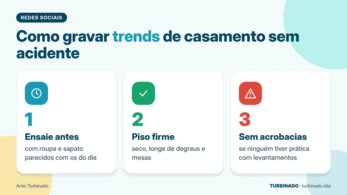 Três dicas para gravar trends de casamento sem acidentes