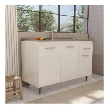 Balcão Curitibanos Linea 1,20 m 3 Portas 1 Gaveta Branco