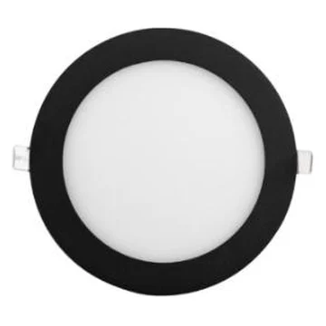 Plafon LED de Embutir Redondo Alumínio Preto 12W